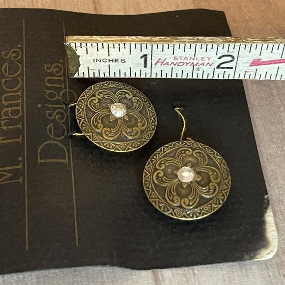 Vtg 1991 Mary Frances 5pc Button Covers Jewelry Round Gold Tone Clear Stone NOS - Picture 7 of 10